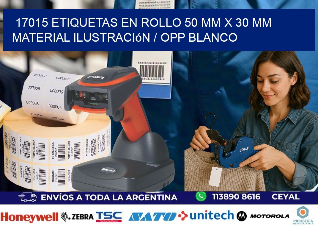 17015 Etiquetas en rollo 50 mm x 30 mm material Ilustración / OPP Blanco