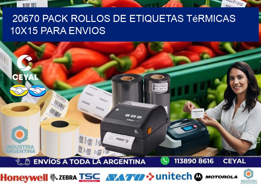 20670 pack rollos de etiquetas térmicas 10x15 para Envios