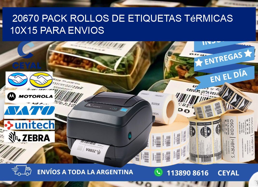 20670 pack rollos de etiquetas térmicas 10×15 para Envios