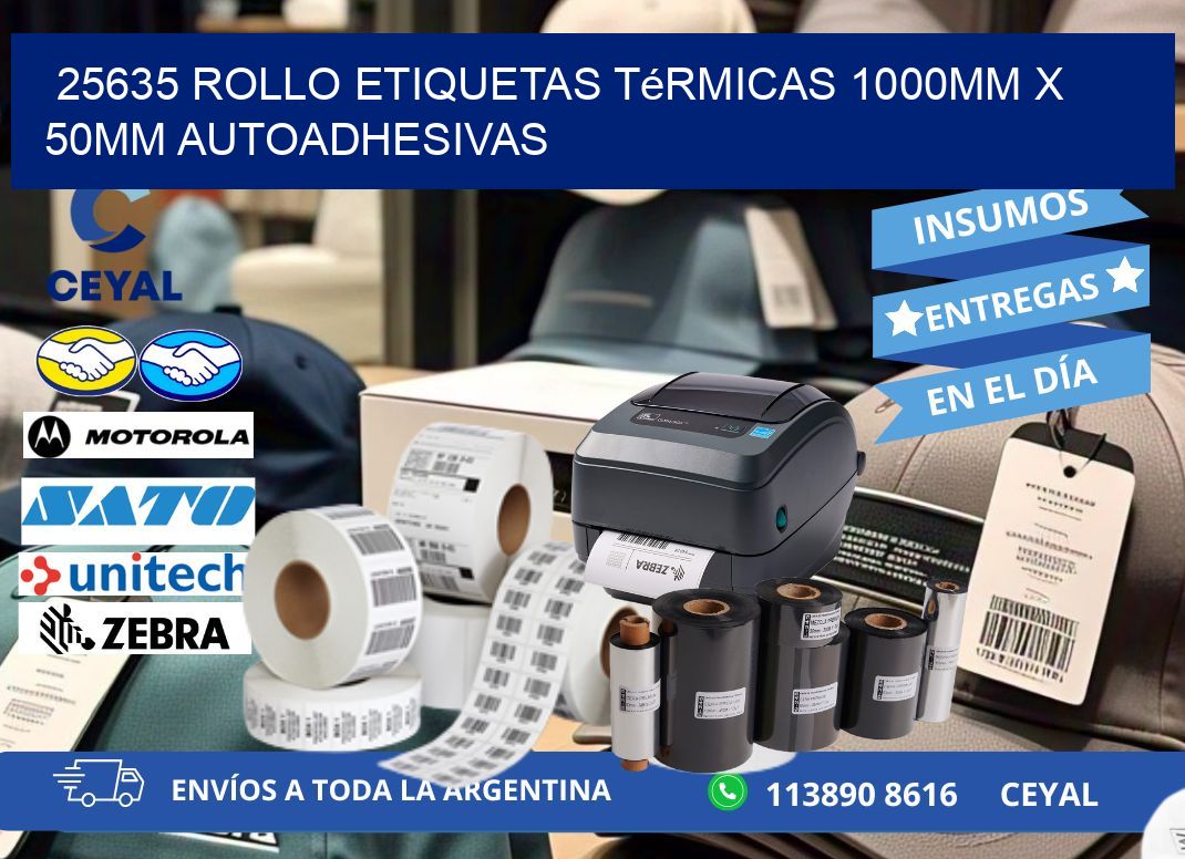 25635 Rollo Etiquetas Térmicas 1000mm X 50mm Autoadhesivas