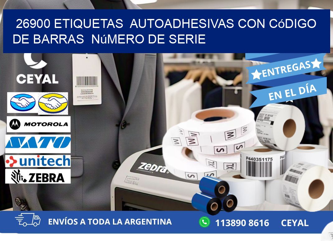 26900 etiquetas  autoadhesivas con código de barras  número de serie