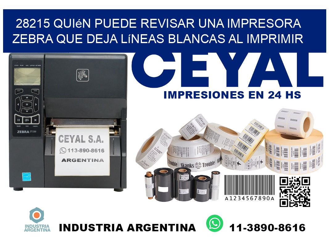 28215 quién puede revisar una impresora zebra que deja líneas blancas al imprimir
