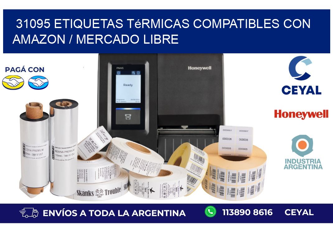 31095 etiquetas térmicas compatibles con Amazon / Mercado Libre