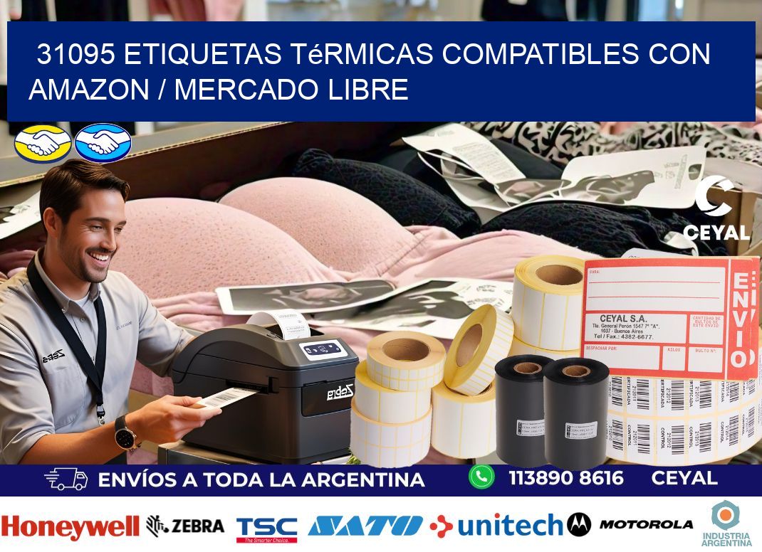 31095 etiquetas térmicas compatibles con Amazon / Mercado Libre