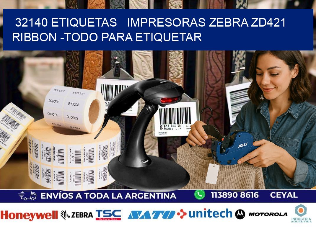 32140 etiquetas   impresoras zebra zd421 ribbon -Todo para Etiquetar