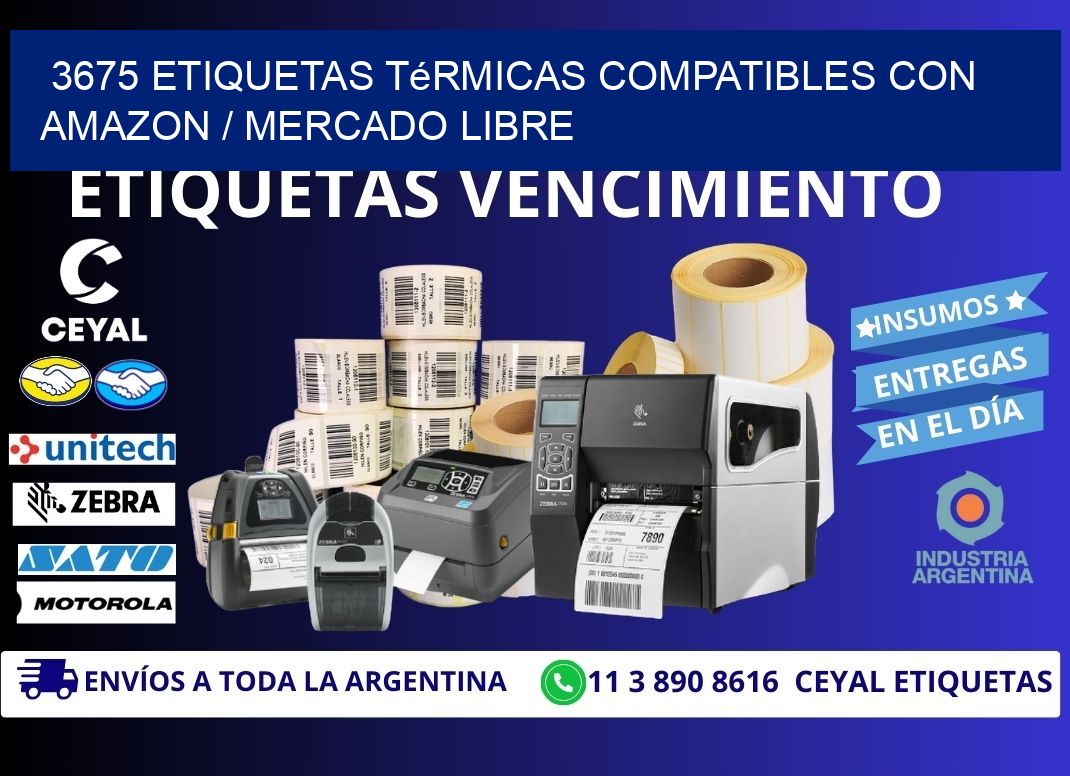 3675 etiquetas térmicas compatibles con Amazon / Mercado Libre
