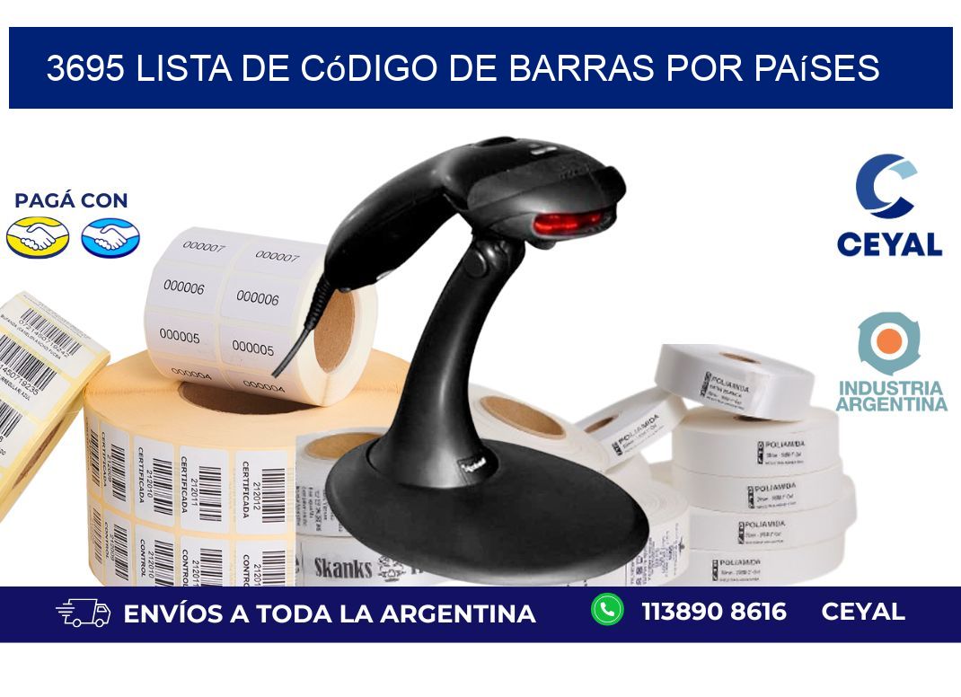 3695 Lista de código de barras por países