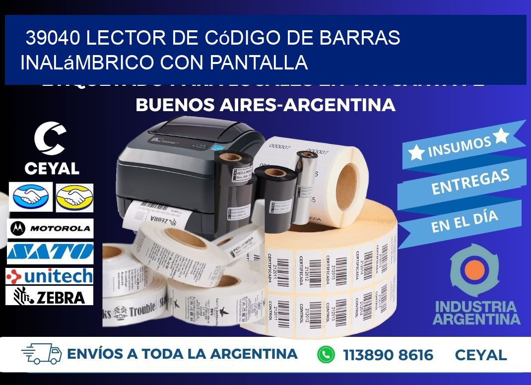39040 Lector de código de barras inalámbrico con Pantalla