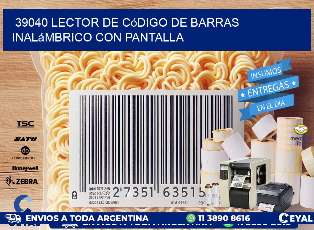 39040 Lector de código de barras inalámbrico con Pantalla