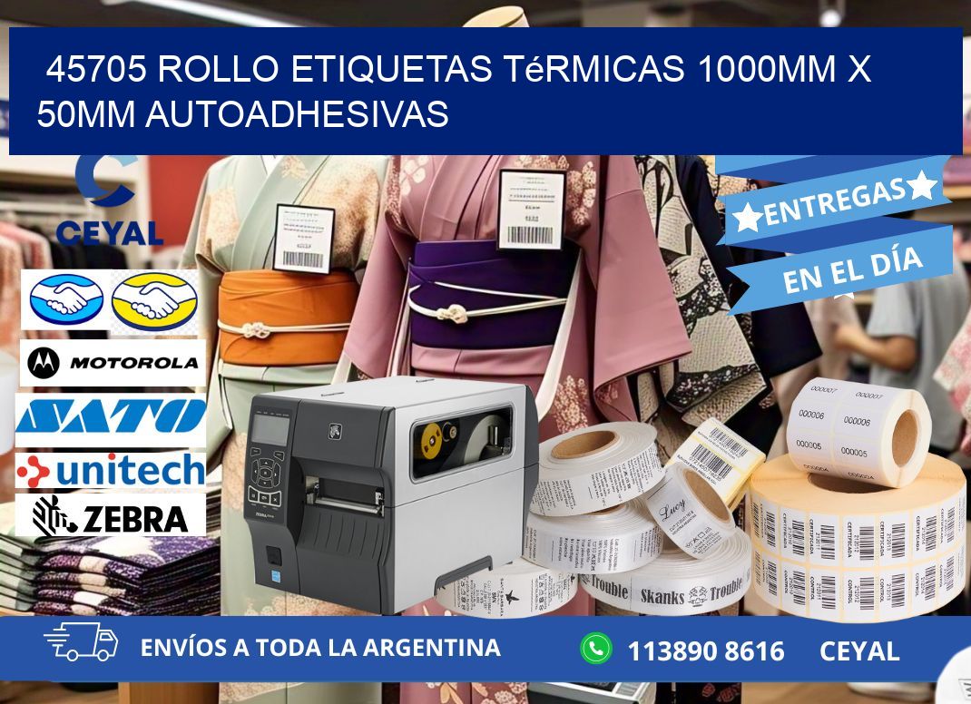 45705 Rollo Etiquetas Térmicas 1000mm X 50mm Autoadhesivas