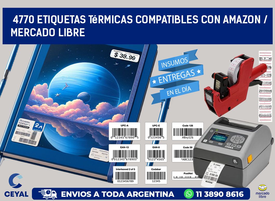 4770 etiquetas térmicas compatibles con Amazon / Mercado Libre