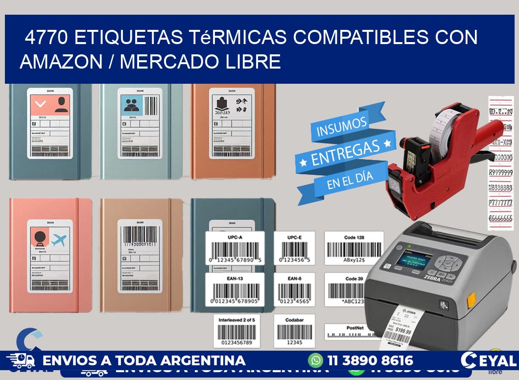 4770 etiquetas térmicas compatibles con Amazon / Mercado Libre