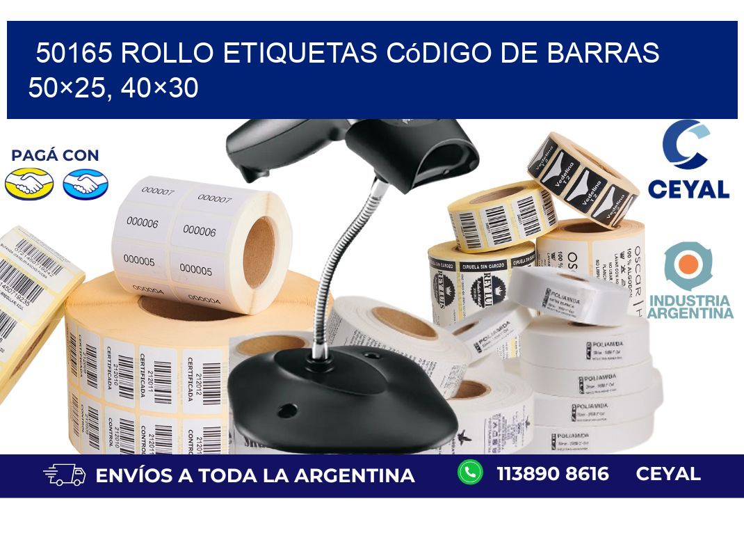 50165 rollo etiquetas código de barras 50×25, 40×30