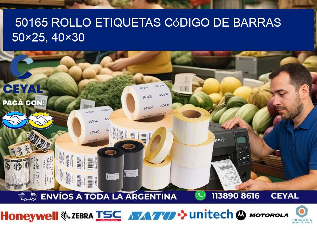 50165 rollo etiquetas código de barras 50×25, 40×30