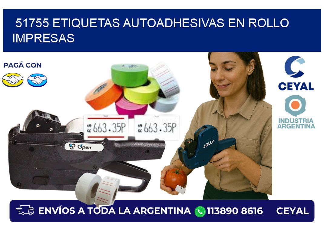 51755 Etiquetas autoadhesivas en rollo impresas