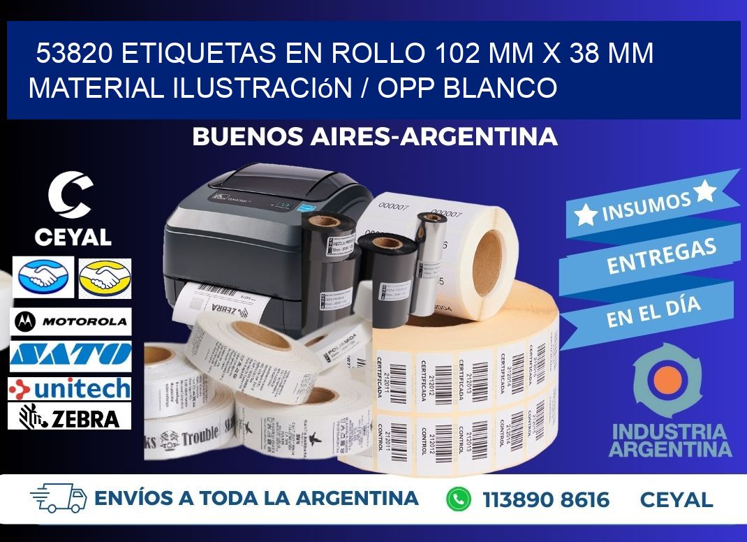 53820 Etiquetas en rollo 102 mm x 38 mm material Ilustración / OPP Blanco