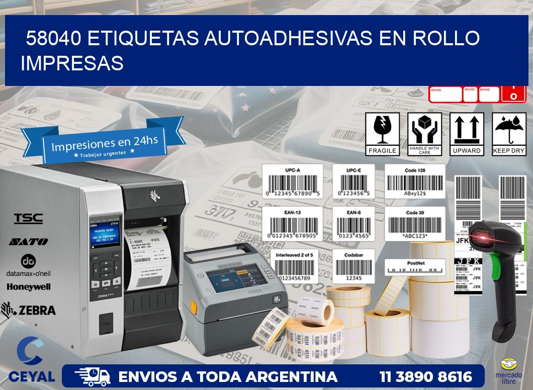 58040 Etiquetas autoadhesivas en rollo impresas