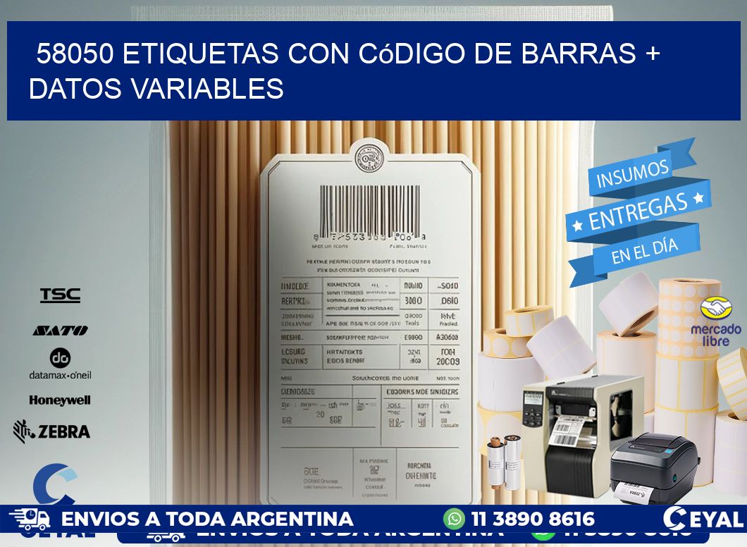 58050 etiquetas con código de barras + datos variables