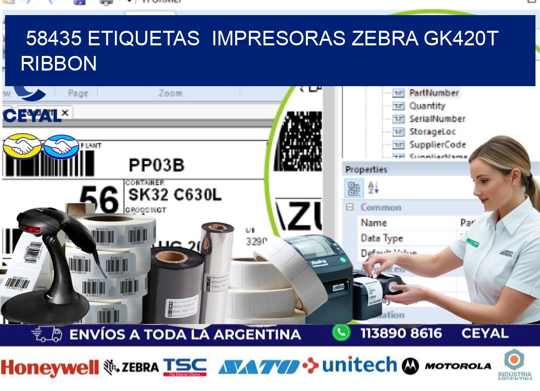 58435 Etiquetas  impresoras zebra gk420t ribbon