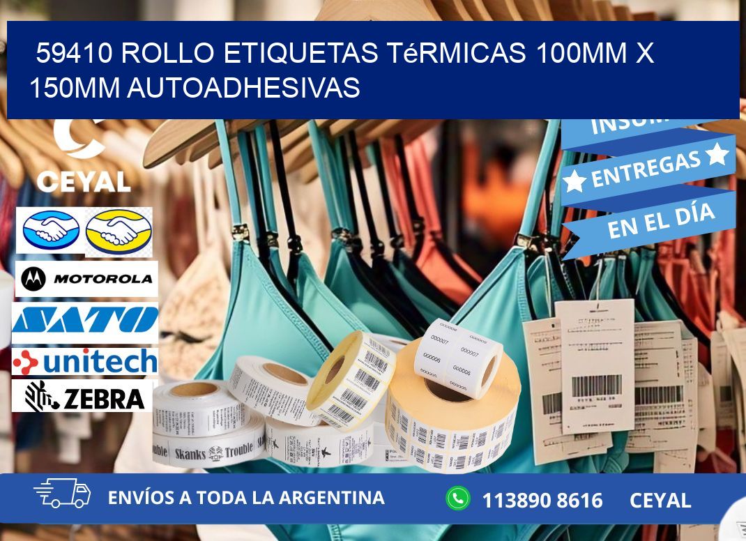 59410 Rollo Etiquetas Térmicas 100mm X 150mm Autoadhesivas