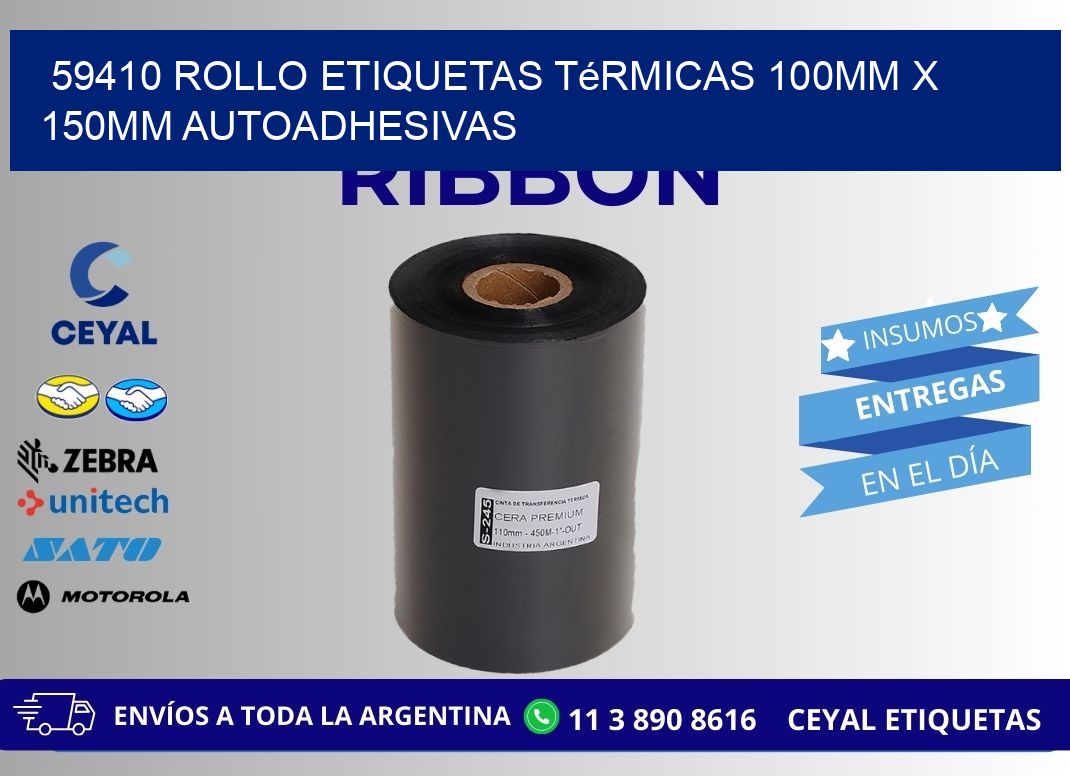 59410 Rollo Etiquetas Térmicas 100mm X 150mm Autoadhesivas