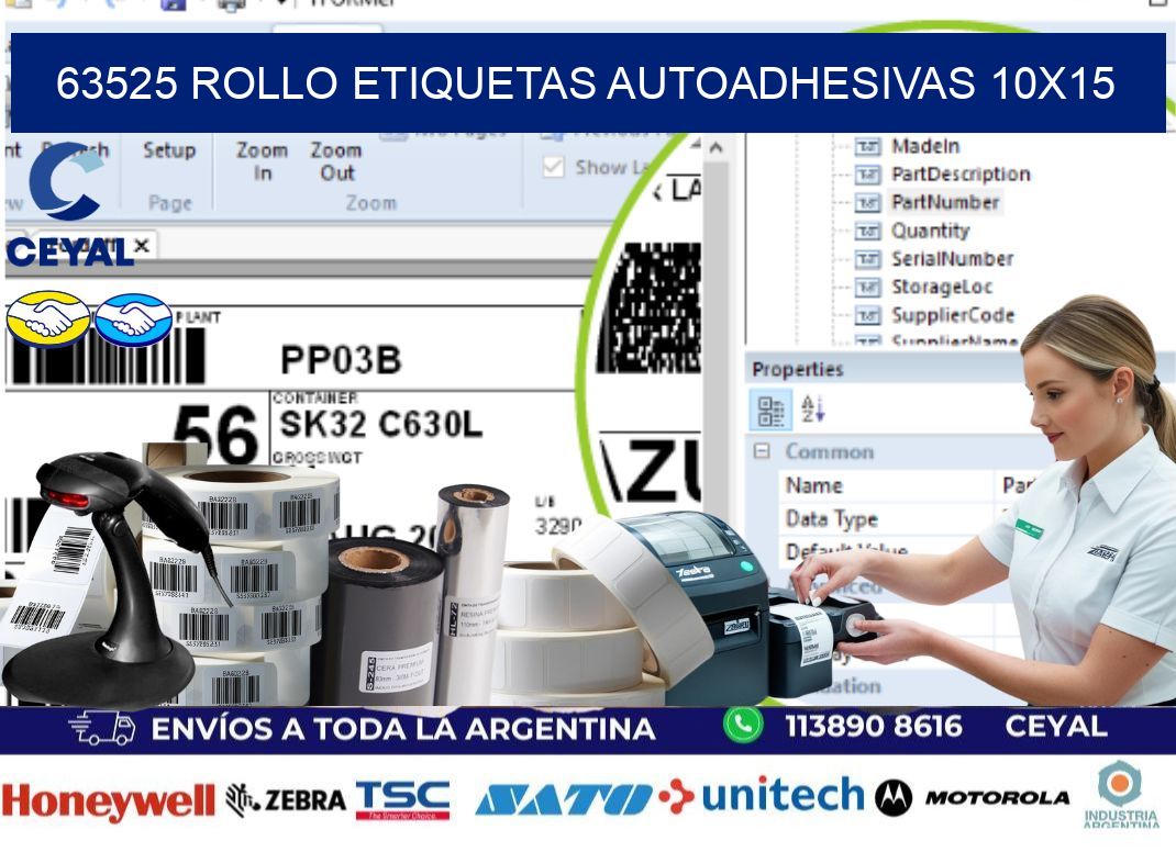 63525 Rollo Etiquetas autoadhesivas 10x15