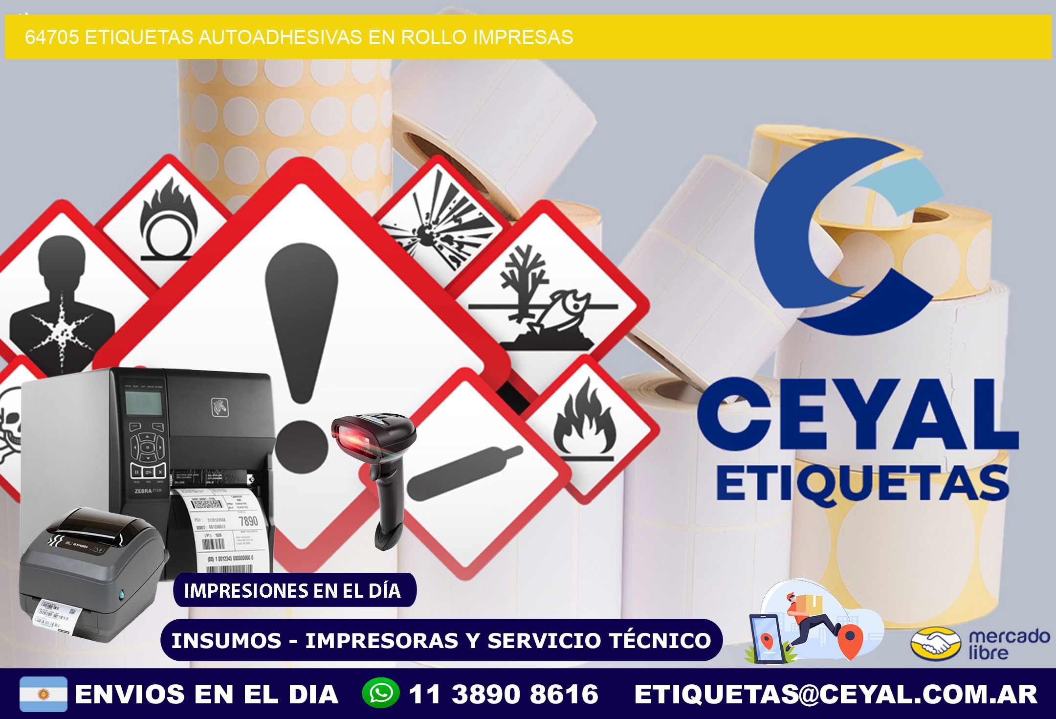 64705 Etiquetas autoadhesivas en rollo impresas