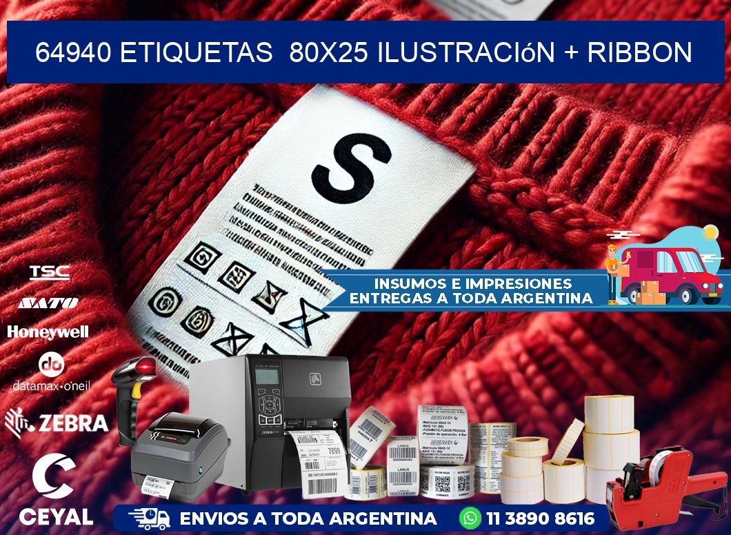 64940 etiquetas  80x25 ilustración + ribbon