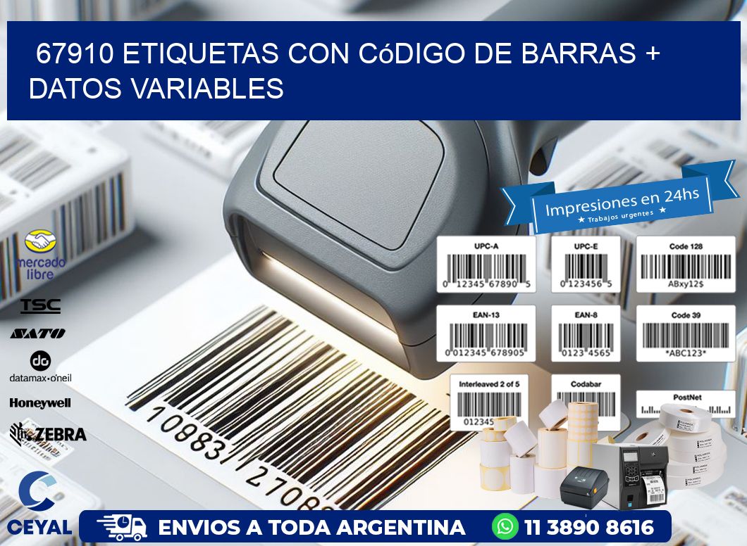 67910 etiquetas con código de barras + datos variables