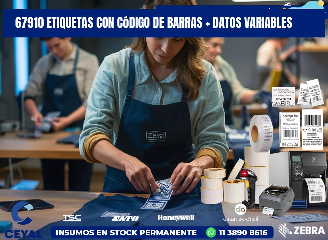 67910 etiquetas con código de barras + datos variables