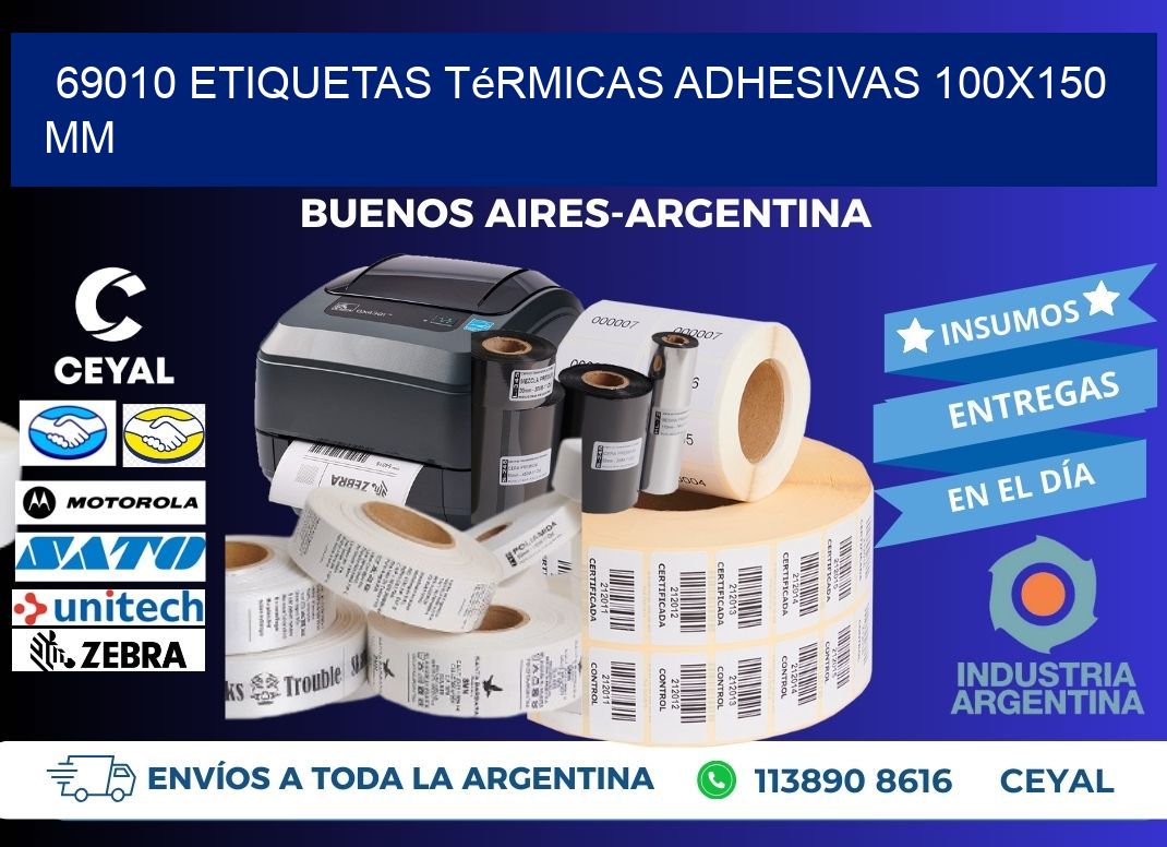 69010 etiquetas térmicas adhesivas 100x150 mm