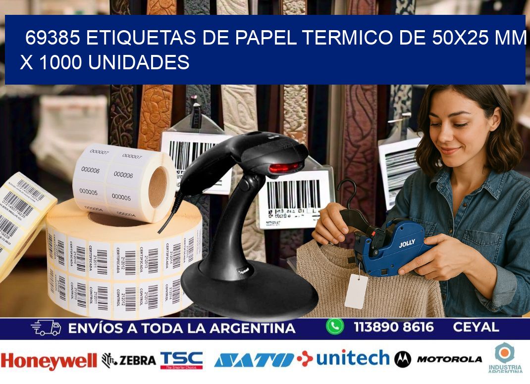 69385 Etiquetas De Papel Termico De 50x25 Mm X 1000 Unidades