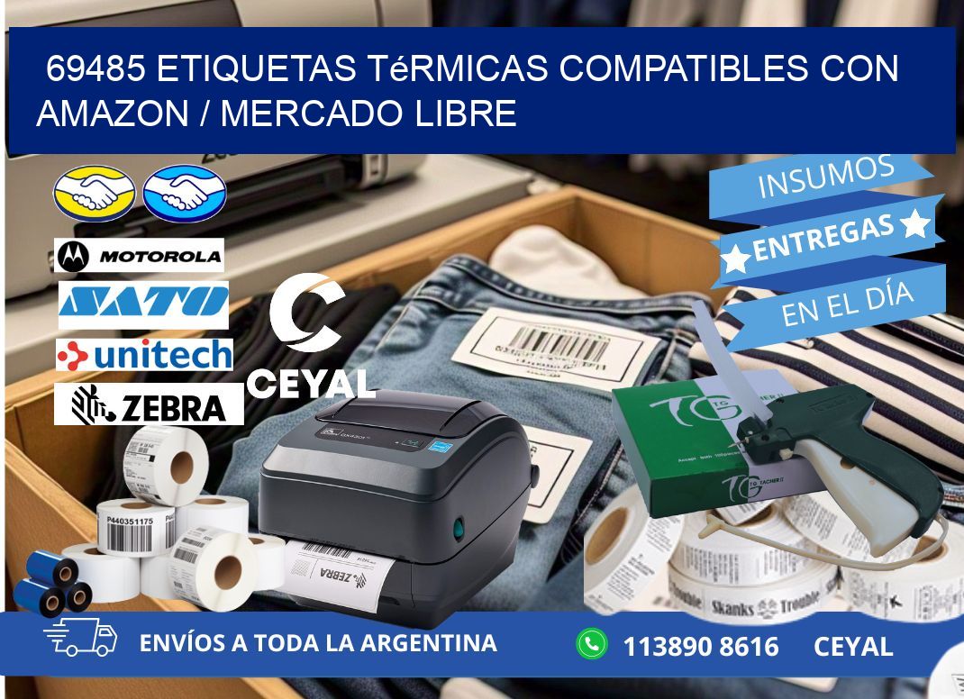 69485 etiquetas térmicas compatibles con Amazon / Mercado Libre