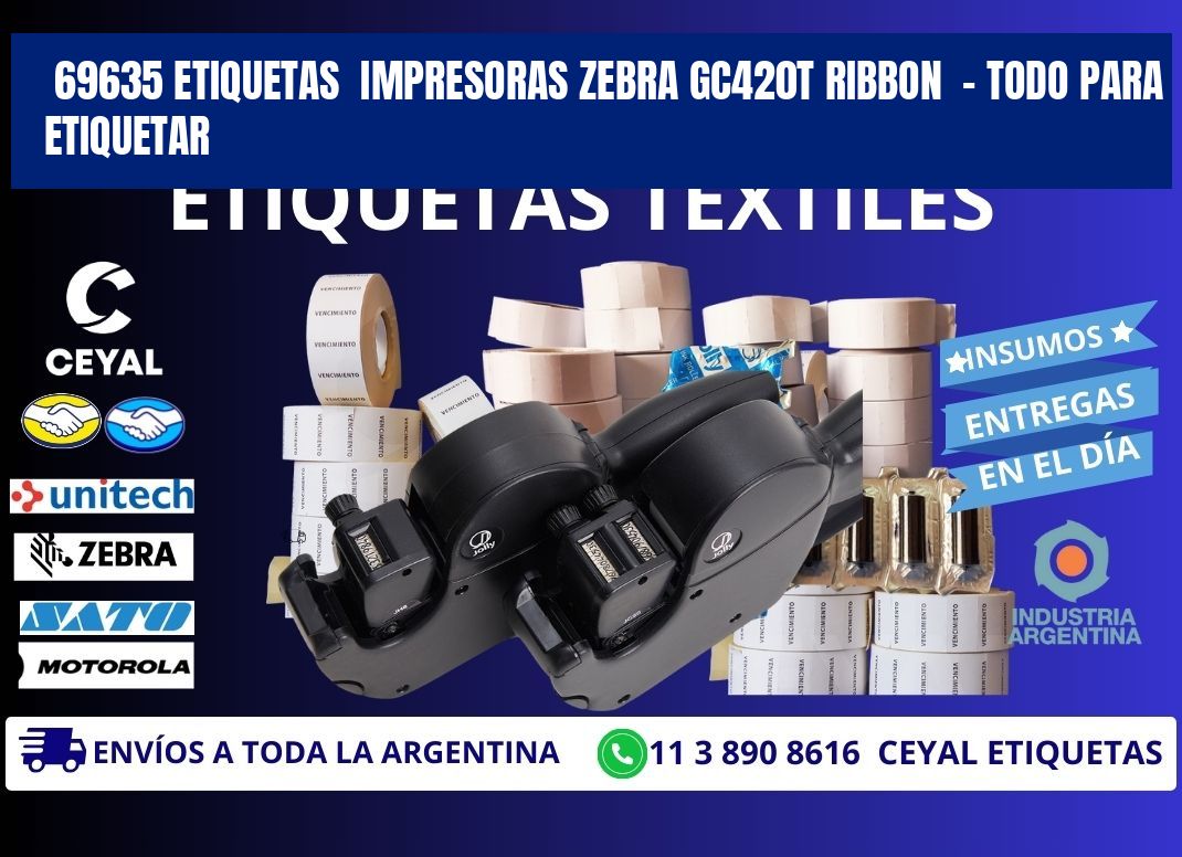 69635 etiquetas  impresoras zebra gc420t ribbon  - Todo para Etiquetar
