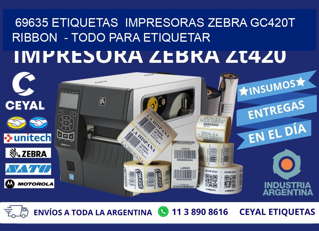 69635 etiquetas  impresoras zebra gc420t ribbon  – Todo para Etiquetar