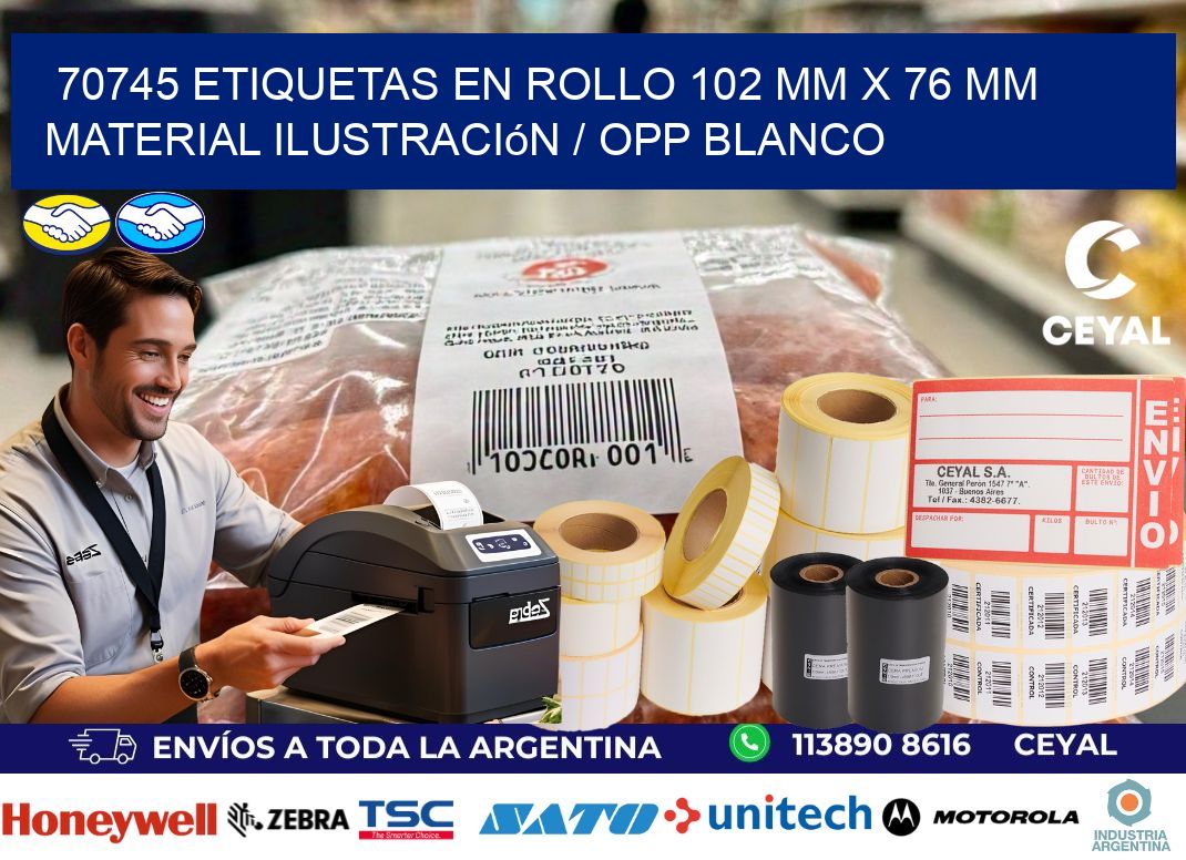 70745 Etiquetas en rollo 102 mm x 76 mm material Ilustración / OPP Blanco