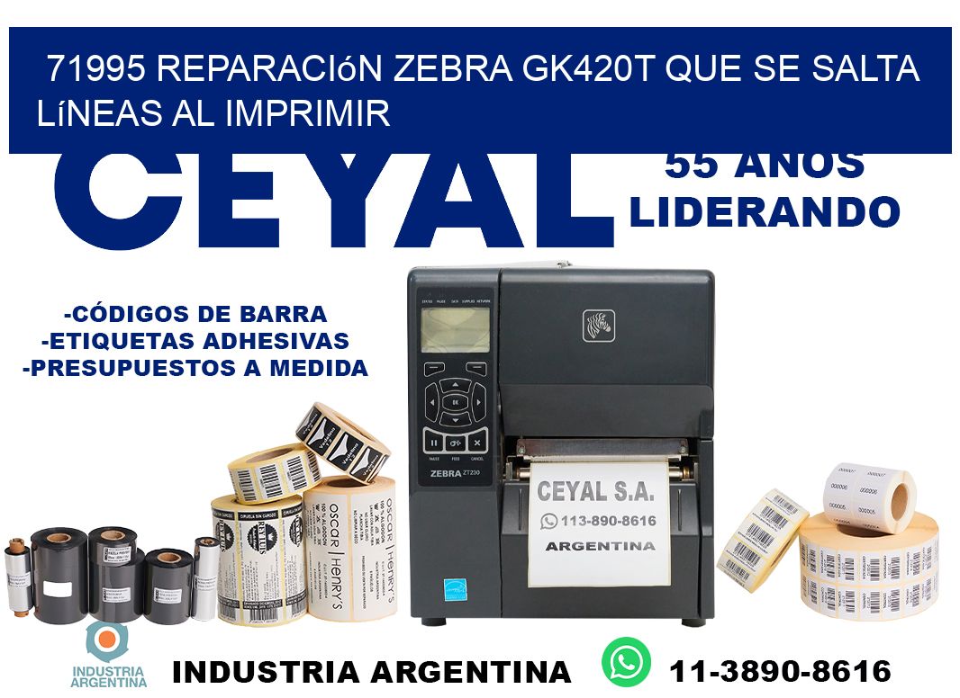 71995 reparación zebra gk420t que se salta líneas al imprimir