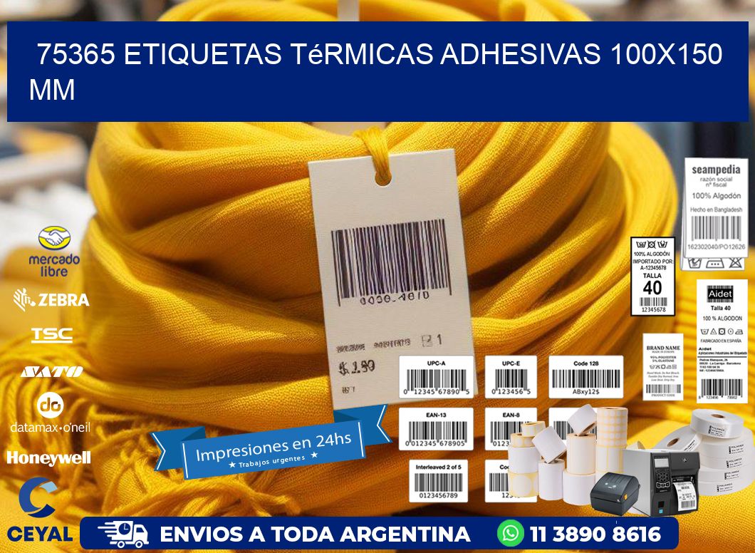 75365 etiquetas térmicas adhesivas 100x150 mm