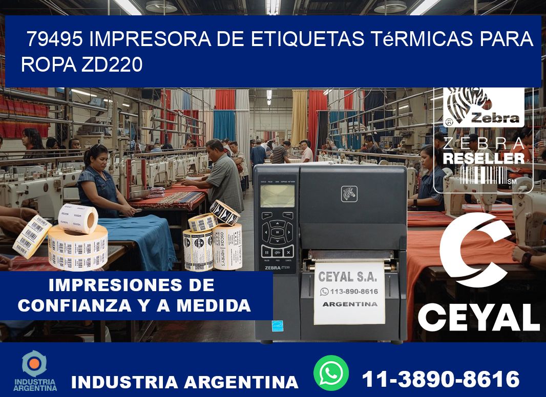 79495 impresora de etiquetas térmicas para ropa ZD220