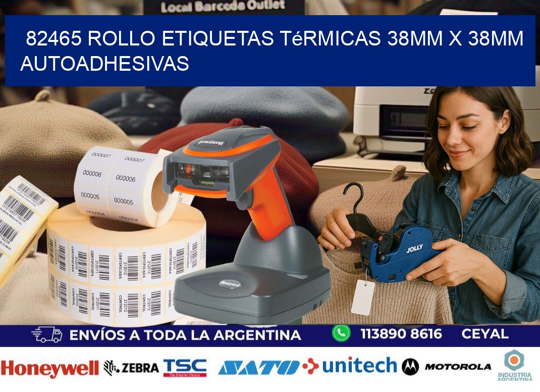 82465 Rollo Etiquetas Térmicas 38mm X 38mm Autoadhesivas