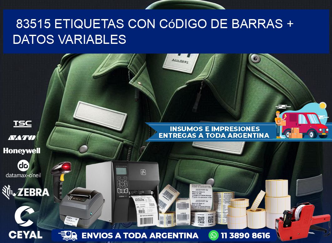 83515 etiquetas con código de barras + datos variables
