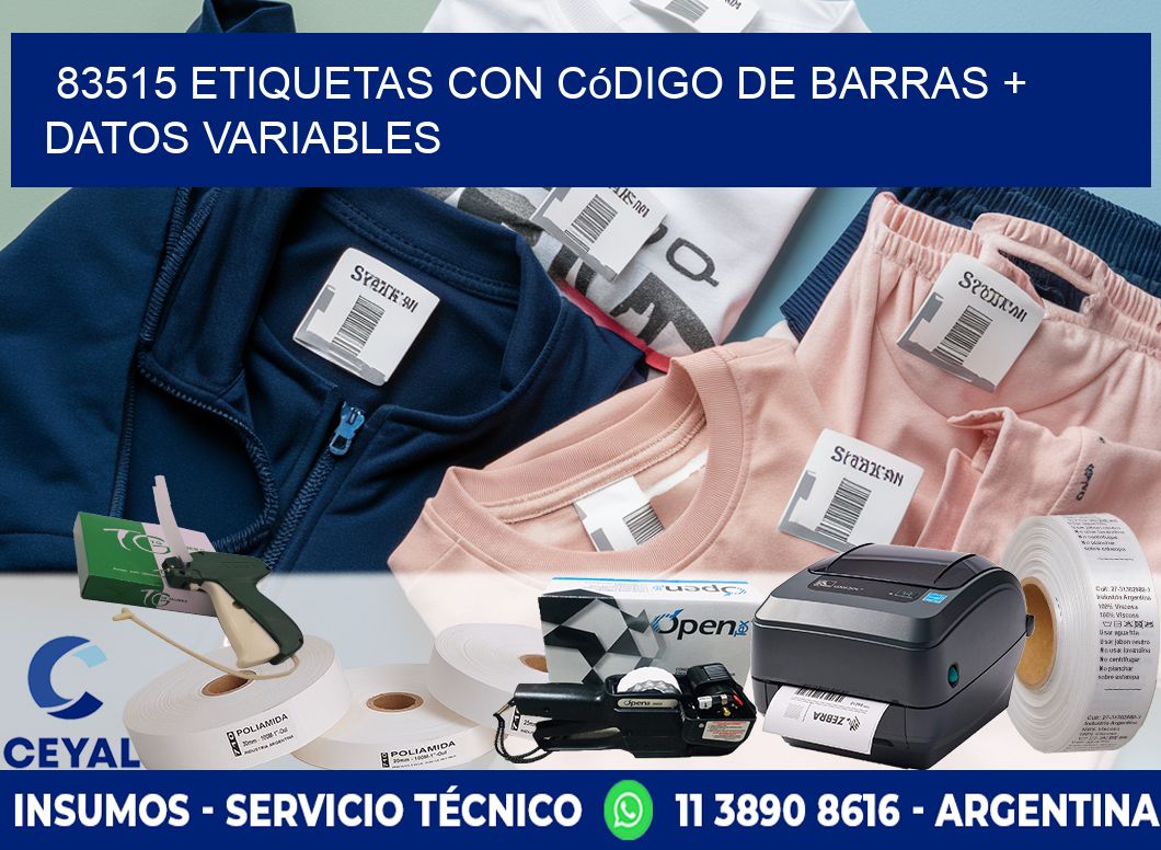 83515 etiquetas con código de barras + datos variables