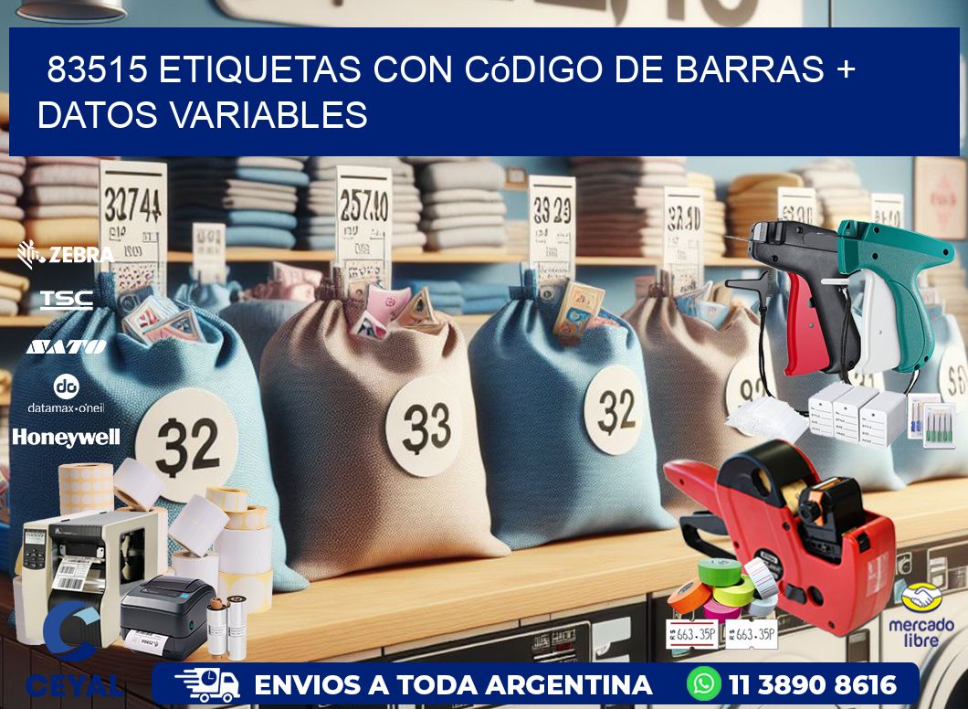 83515 etiquetas con código de barras + datos variables