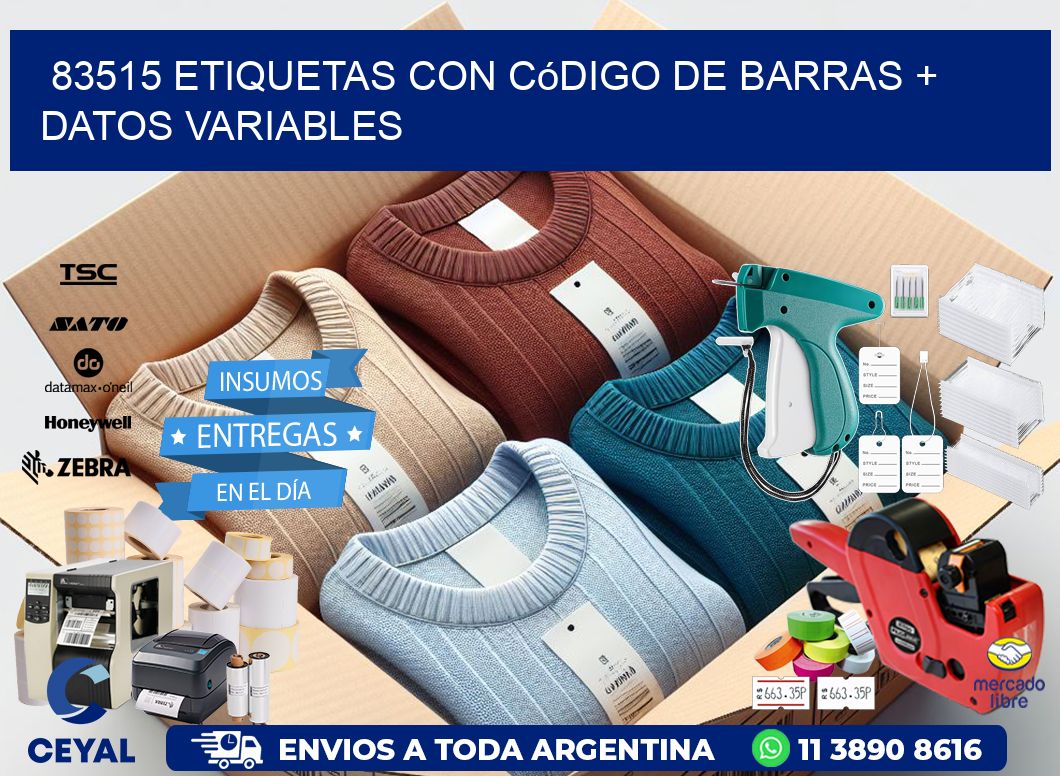 83515 etiquetas con código de barras + datos variables