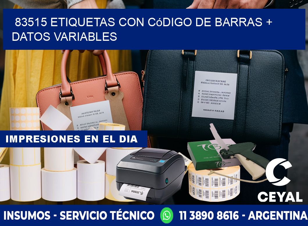 83515 etiquetas con código de barras + datos variables
