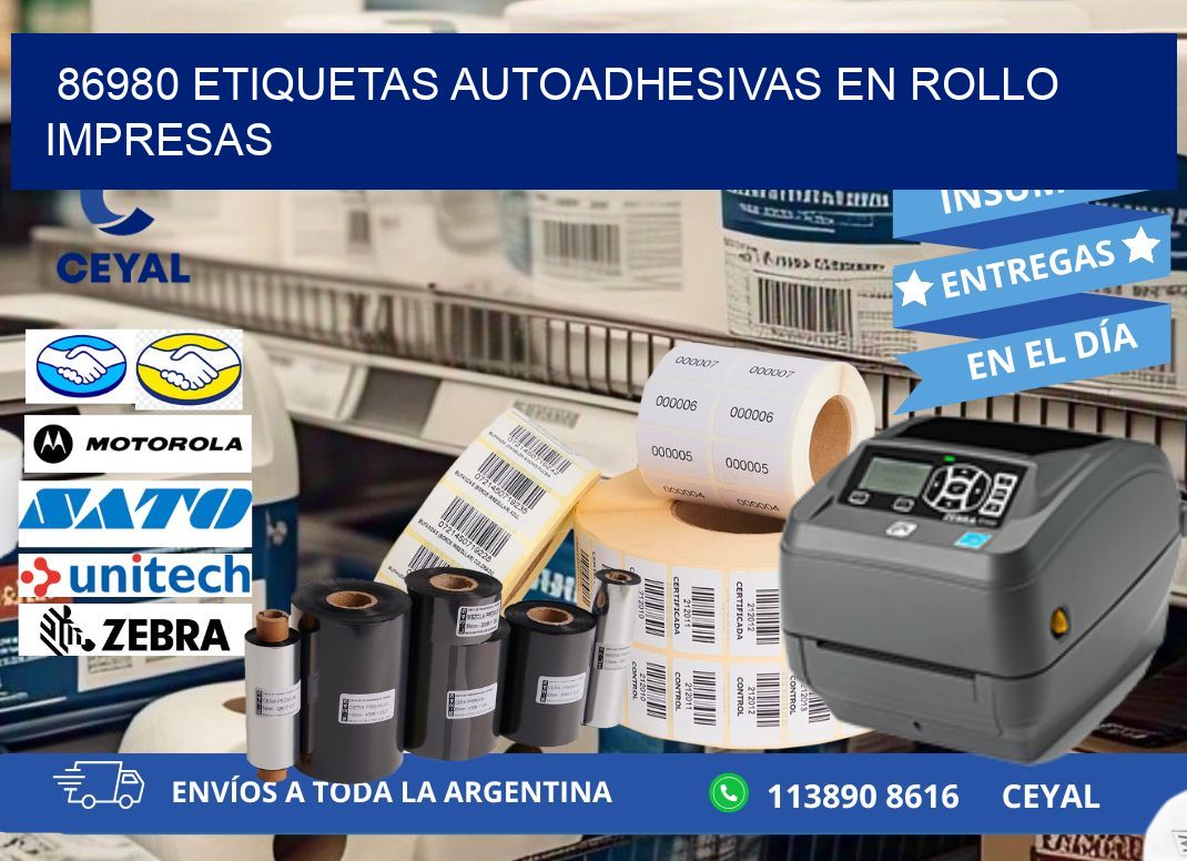 86980 Etiquetas autoadhesivas en rollo impresas