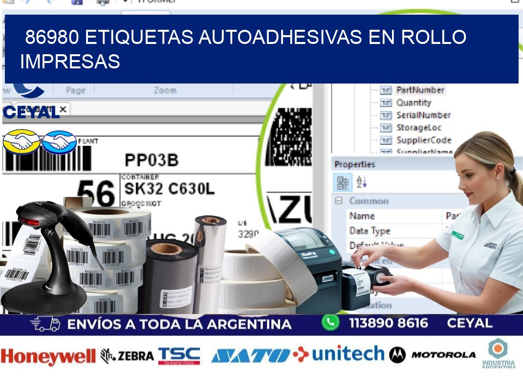 86980 Etiquetas autoadhesivas en rollo impresas