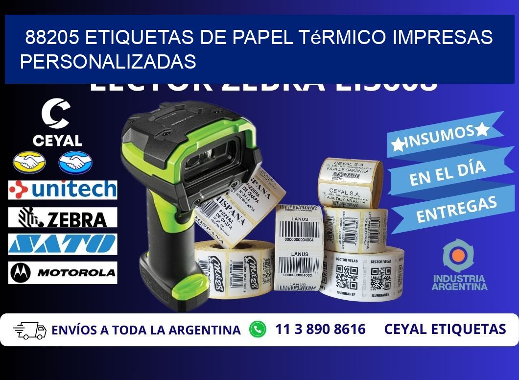 88205 Etiquetas de papel térmico impresas personalizadas