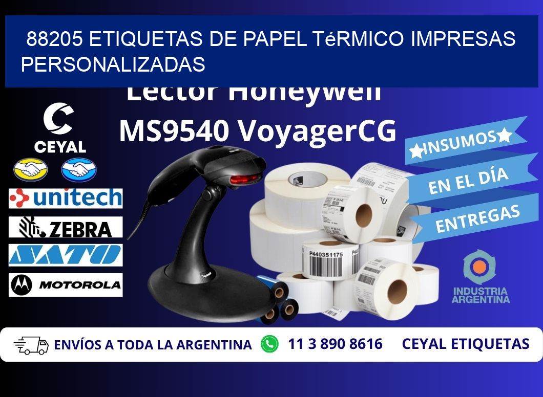 88205 Etiquetas de papel térmico impresas personalizadas