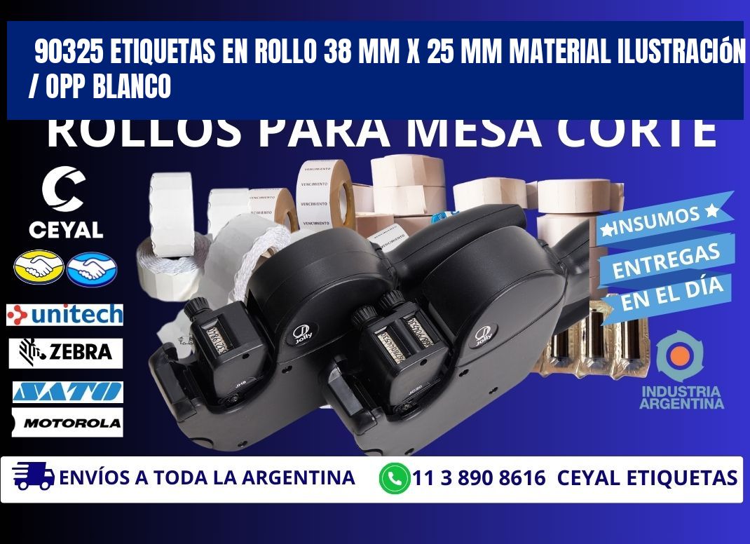 90325 Etiquetas en rollo 38 mm x 25 mm material Ilustración / OPP Blanco